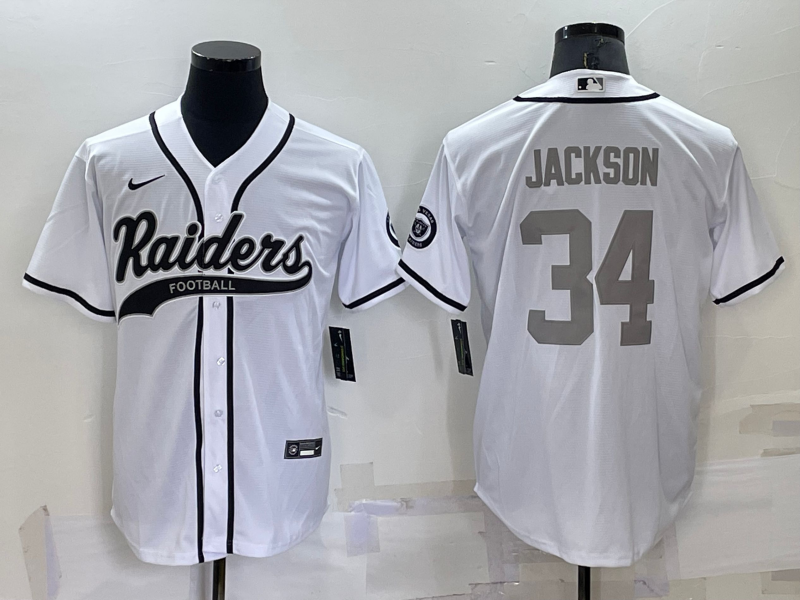 Men's Las Vegas Raiders Bo Jackson #34 White Jersey Joint Edition